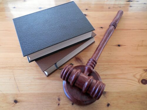 gavel next to law books