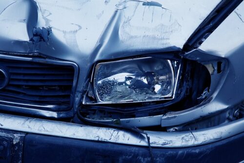 damage to front end of car
