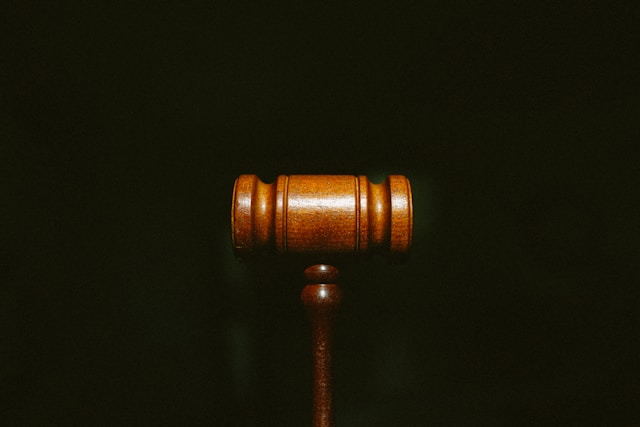 gavel against black background