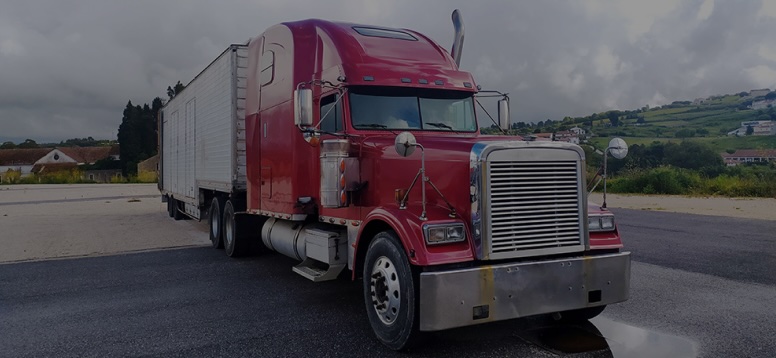 red 18-wheeler truck