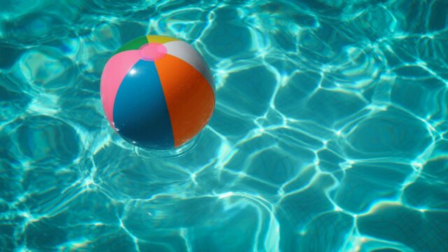 beach ball floating in swimming pool